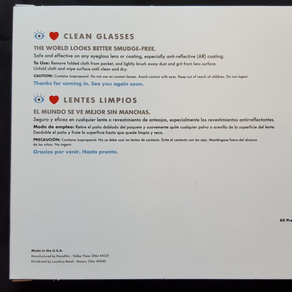 LensCrafters LENS WIPES - (2x) 60 Packs - Crafters Cleaner, camera, phone - Picture 4 of 7